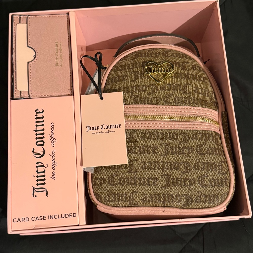 PINK Juicy Couture mini backpack and card holder gift set
